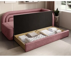 Розов шенилов сгъваем/с място за съхранение диван десен ъгъл 223 cm Fabillo – ELTAP