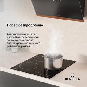 Klarstein Delicatessa Индукционен плот, 45 см, 6600 W, 3 нагреваеми плочи, Slider-Control, Boost