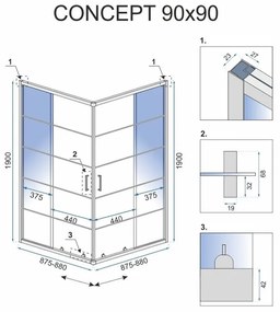 Душ кабина Rea Concept Black 90x90