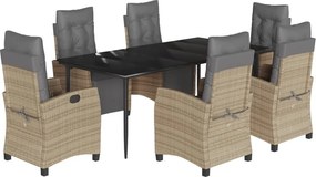 3213021 vidaXL Градински комплект с възглавници 7 части бежов микс полиратан