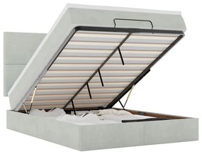 3314252 vidaXL Османска легло с матраци и LED, светлосиво, 140x200 см, кадифе