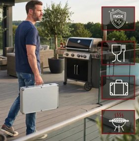 Комплект за барбекю в калъф 26 бр. - инструменти за барбекю от неръждаема стомана