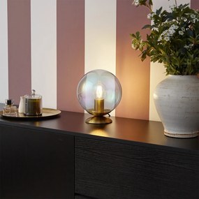 Арт Деко настолна лампа месинг с димка дъга стъкло - Pallon