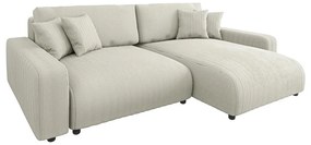 Кремав разтегателен ъглов диван от рипсено кадифе (променлив) Sara – Ropez