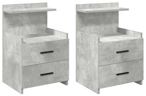 858639 vidaXL Нощни шкафчета, 2 бр. с 2 чекмеджета, бетонно сиви, 40x36,5x62 см