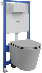 Mexen набор за вграждане WC стелаж Fenix Slim с тоалетна Rico и падаща седалка, светлосив мат - 61030724061