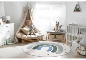 Детски килим в цвят слонова кост и зелено ø120 cm Joyful Mint – FD