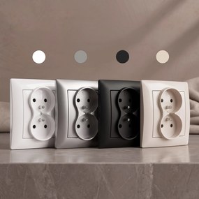 Двоен контакт със заземяване и рамка OSTE JNH002-G Black