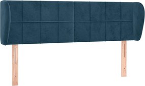 3117196 vidaXL Горна табла за легло с уши, тъмносиня, 147x23x78/88 см, кадифе