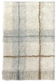 Ръчно изработен памучен килим подходящ за пране в кремав и светлозелен цвят 140x190 cm Tartan Blue Sage – Lorena Canal