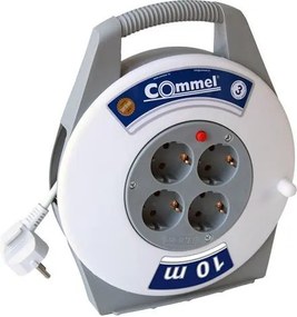 COMMEL Макара в кутия бяла 10м IP20 H05VV-F 3G1mm2 термична защита 4 шуко  - C0890