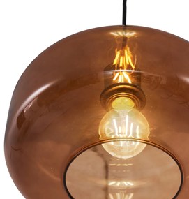 Ретро висящ полилей черен с бронзово стъкло - Bizle