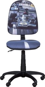 Детски стол Carmen Prestige болид, До 120 кг, Заключване на облегалката във всяка позиция, Коригиране на дълбочина на седалката, Сив/син