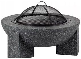 Преносимо огнище с грил-решетка 74x30 cm, черен/тъмен гранит