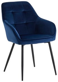 Тъмносини тапицирани трапезни столове в комплект с подлакътници 2 бр. Nolan Square – Unique Furniture