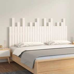 824799 vidaXL Стенна табла за спалня, бяла, 159,5x3x80 см, борово дърво масив