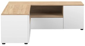 Масичка за телевизор с дъбов декор в естествено бяло 130x46 cm Angle - TemaHome