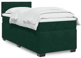 3286237 vidaXL Боксспринг легло с матрак, тъмнозелено, 100x200 см, кадифе