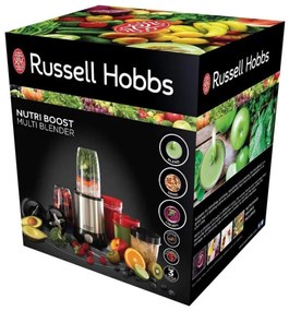 Нутри блендер Russell Hobbs 23180-56 Nutri Boost, 700 W, 15 части,  2 инокс остриета , Сребрист / черен