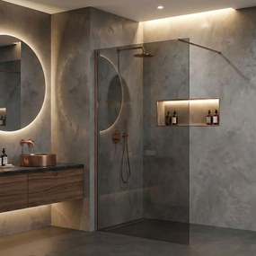 Параван за душ Rea Flexi Grey / Brush Copper 80