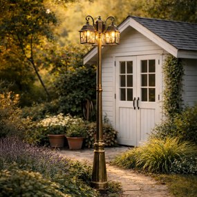 Класически външен фенер антично злато с прозрачно стъкло 198 см IP44 - London