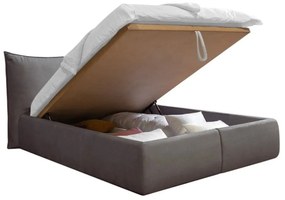 Тъмно сиво тапицирано двойно легло с място за съхранение с решетка 160x200 cm Jade - Bobochic Paris