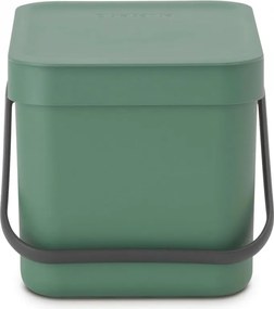Кош за разделно събиране на боклук Brabantia Sort&Go 1003233, 6 л, Дръжка, Възможност за стенен монтаж, Тъмнозелен