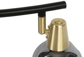 Таванна лампа в стил арт деко златна с димно стъкло 4-светлина - Vidro