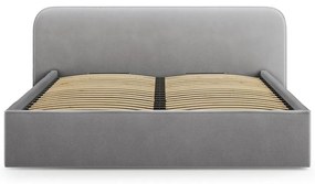 Светлосиво двойно тапицирано легло с място за съхранение с включена подматрачна рамка 160x200 cm Elizabeth – Micadoni