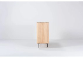 Черен/естествен нисък скрин от масивен дъб 176x100 cm Fina – Gazzda