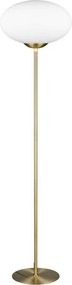 Подова лампа в месингов цвят със стъклен абажур (височина 150 cm) Fomento – Trio