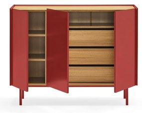 Червен нисък скрин от декор от дъб 110x85 cm Arista – Teulat