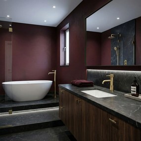 Смесител за баня Rea Lungo Stripe Brush Gold Low