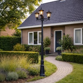 Класически външен стълб черен 217 см IP44 - New Haven Hammered