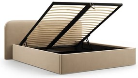 Кафяво-сиво двойно тапицирано легло с място за съхранение с включена подматрачна рамка 200x200 cm Elizabeth – Micadoni