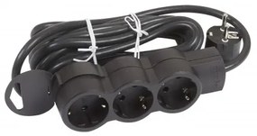 Legrand 695020 Разклонител 3х2P+E, с кабел 5 метра, Черен - СПРЯН - До изчерпване - 695020