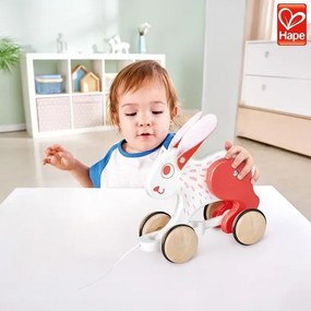 Дървена играчка за дърпане, Hape, Заек, 24 x 11 x 20 см