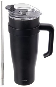 Черна термочаша със сламка 1,2 l Termo – Orion