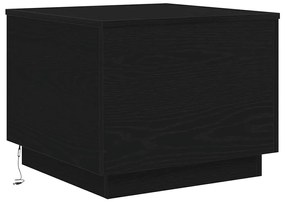 862259 vidaXL Маса за кафе с LED осветление, черна дъб, 50x50x40 см