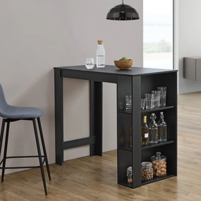 Bar counter Danderyd 120x60x106 cm with 3 shelves Black