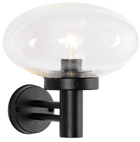 Модерна външна стенна лампа черна със стъкло - Elly