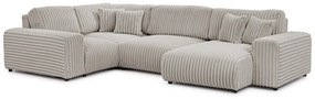 Светлосив ъглов диван от рипсено кадифе (ляв ъгъл/U форма) Justin – Ropez