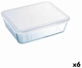 Правоъгълна Кутия за Обяд с Капак Pyrex Cook &amp; Freeze 25 x 20 cm Прозрачен Силикон Cтъкло 2,6 L (6 броя)