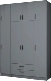 Ricardo четиридверен меламинов гардероб с шкаф в антрацитен цвят 160x51,8x240см.