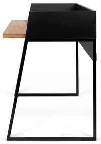 Черно работно бюро с детайли от орехово дърво Volga - TemaHome