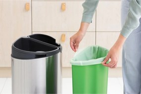 Кош за боклук Brabantia Touch Bin New Recycle 650527, 23+10 л, Безшумно и плавно затваряне, Плосък гръб, Устойчив на пръстови отпечатъци, Инокс/Мат