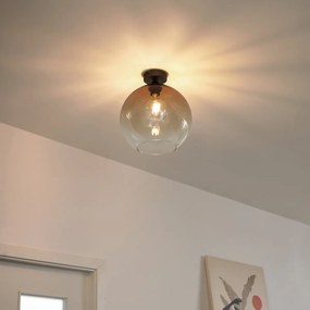 Арт Деко плафон тъмен бронз с кафяво стъкло - Sandra