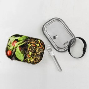 Кутия за храна Black+Blum BAM-SS-L018, 1 l, Правоъгълна, Подходяща за фурна, Без BPA, Неръждаема стомана, Сив