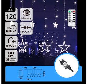 Aigostar - LED външна коледна верига 120xLED/6W/230V/8 режима 3x0,6m IP44 студено бяло+ДУ