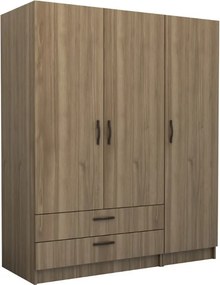 Шкаф с три врати от меламин в цвят орех 150x60x181см.